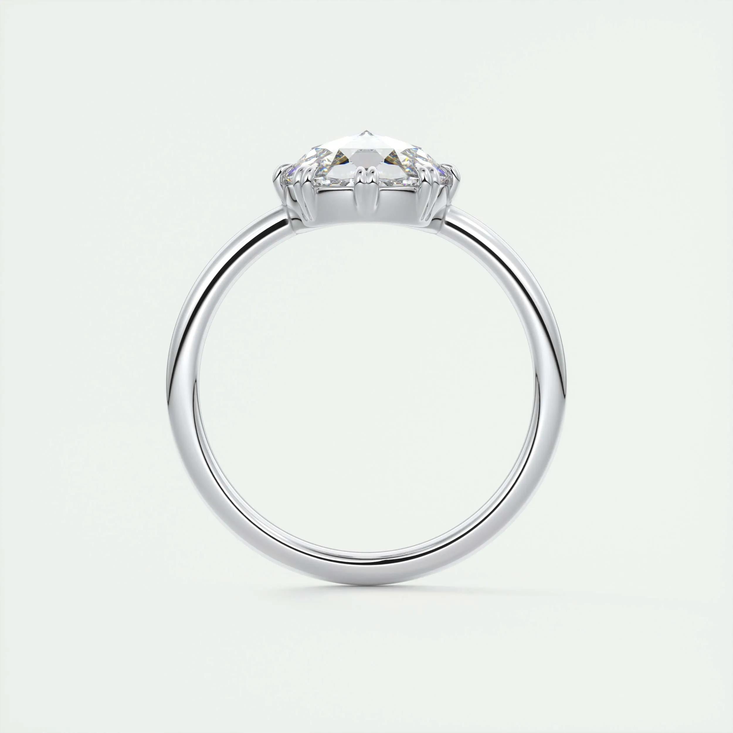 1.85 Ct Rose Cut Solitaire Full Bezel Moissanite Diamond  Engagement Ring