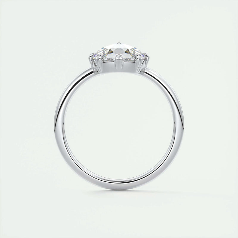 1.85 Ct Rose Cut Solitaire Full Bezel Moissanite Diamond  Engagement Ring