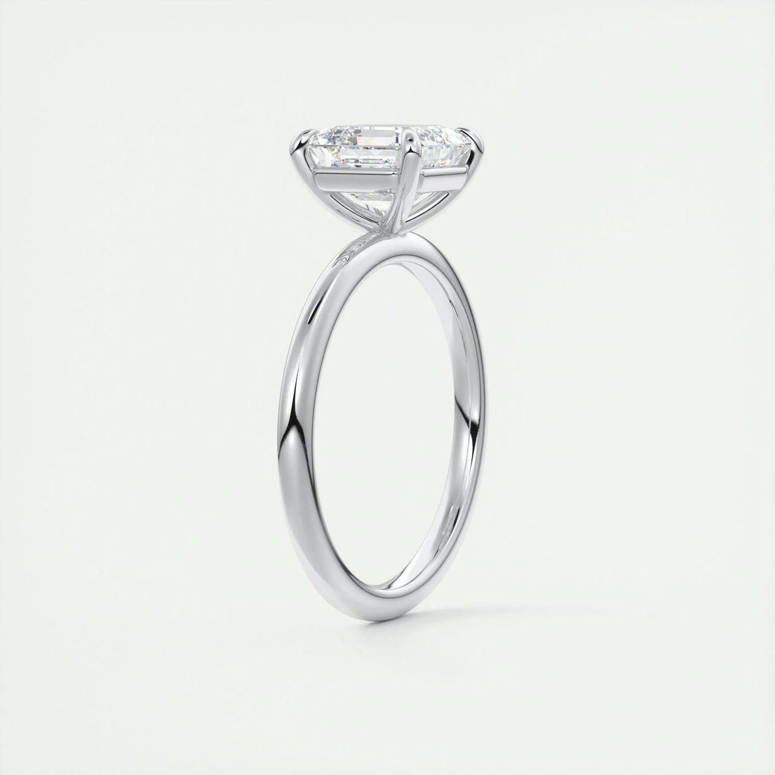 2.0 Ct Asscher Cut Moissanite Solitaire Diamond Engagement Ring