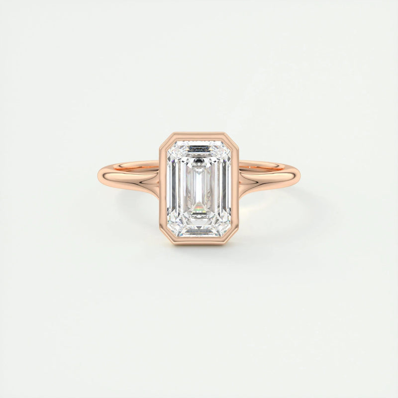 2.0 Ct Emerald Bezel Solitaire Moissanite Engagement Ring