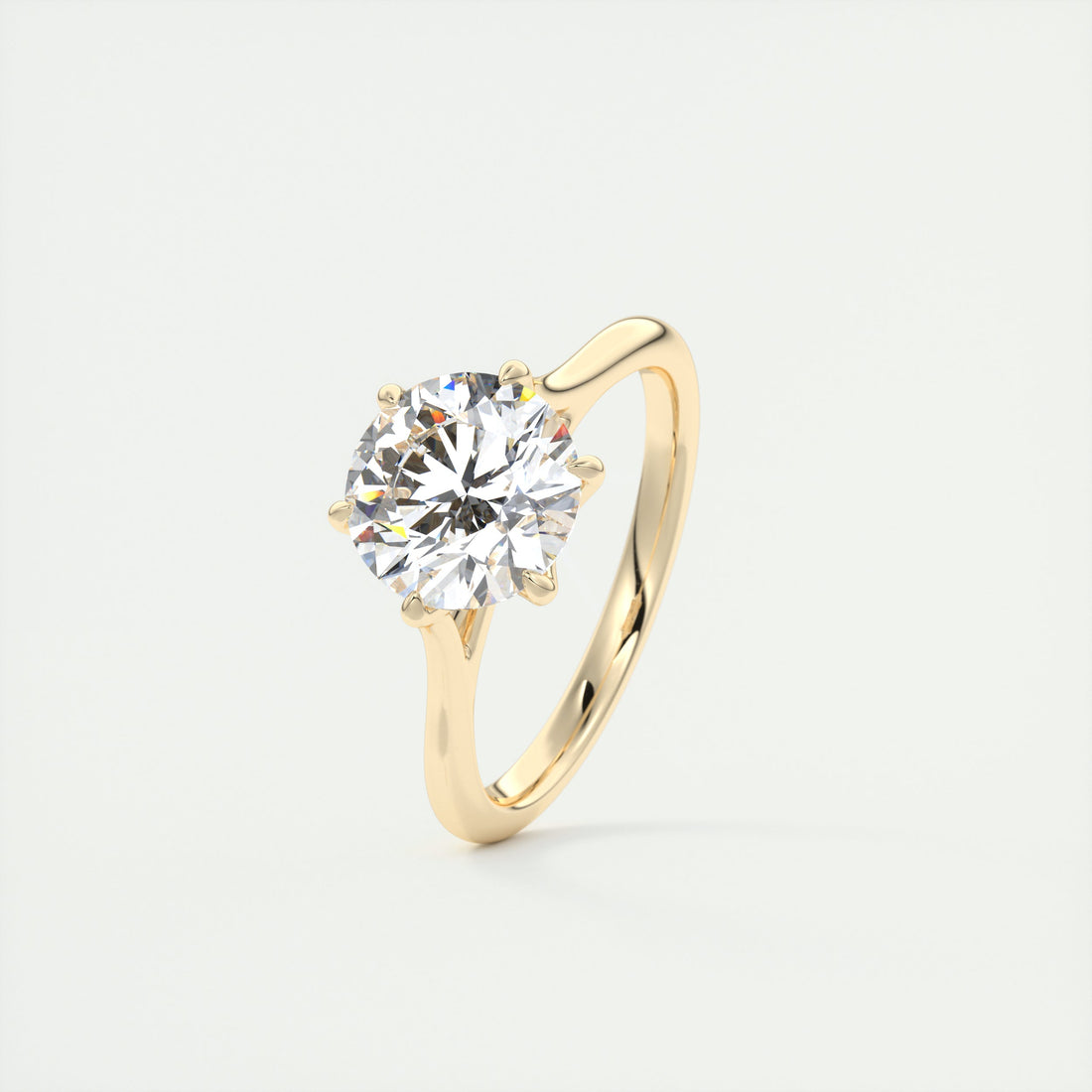 2CT Round Cut Moissanite Solitaire Diamond Engagement Ring