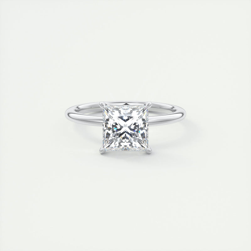 2CT Princess Cut Moissanite Solitaire Engagement Ring