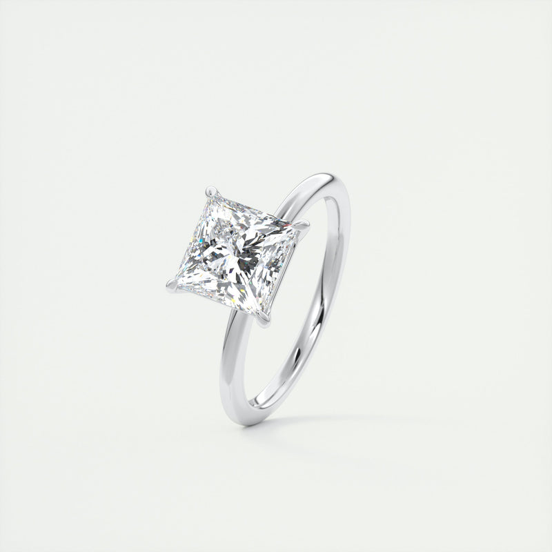 2CT Princess Cut Moissanite Solitaire Engagement Ring