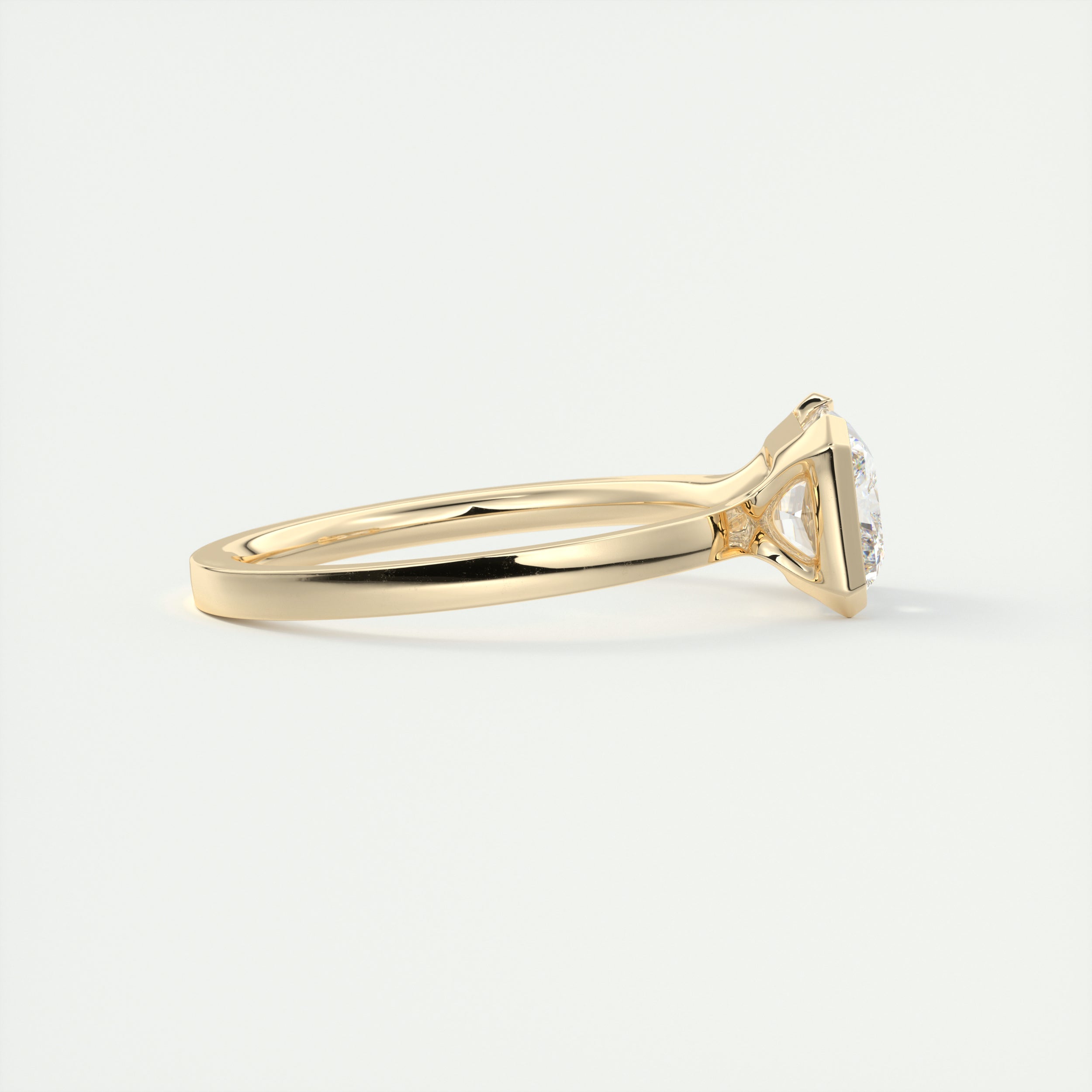 2CT East West Radiant Cut Moissanite Half Bezel Solitaire Engagement Ring