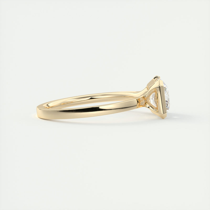 2CT East West Radiant Cut Moissanite Half Bezel Solitaire Engagement Ring