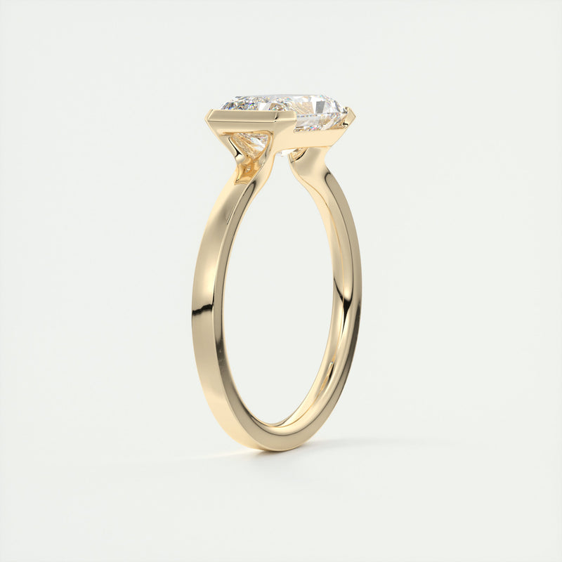 2CT East West Radiant Cut Moissanite Half Bezel Solitaire Engagement Ring