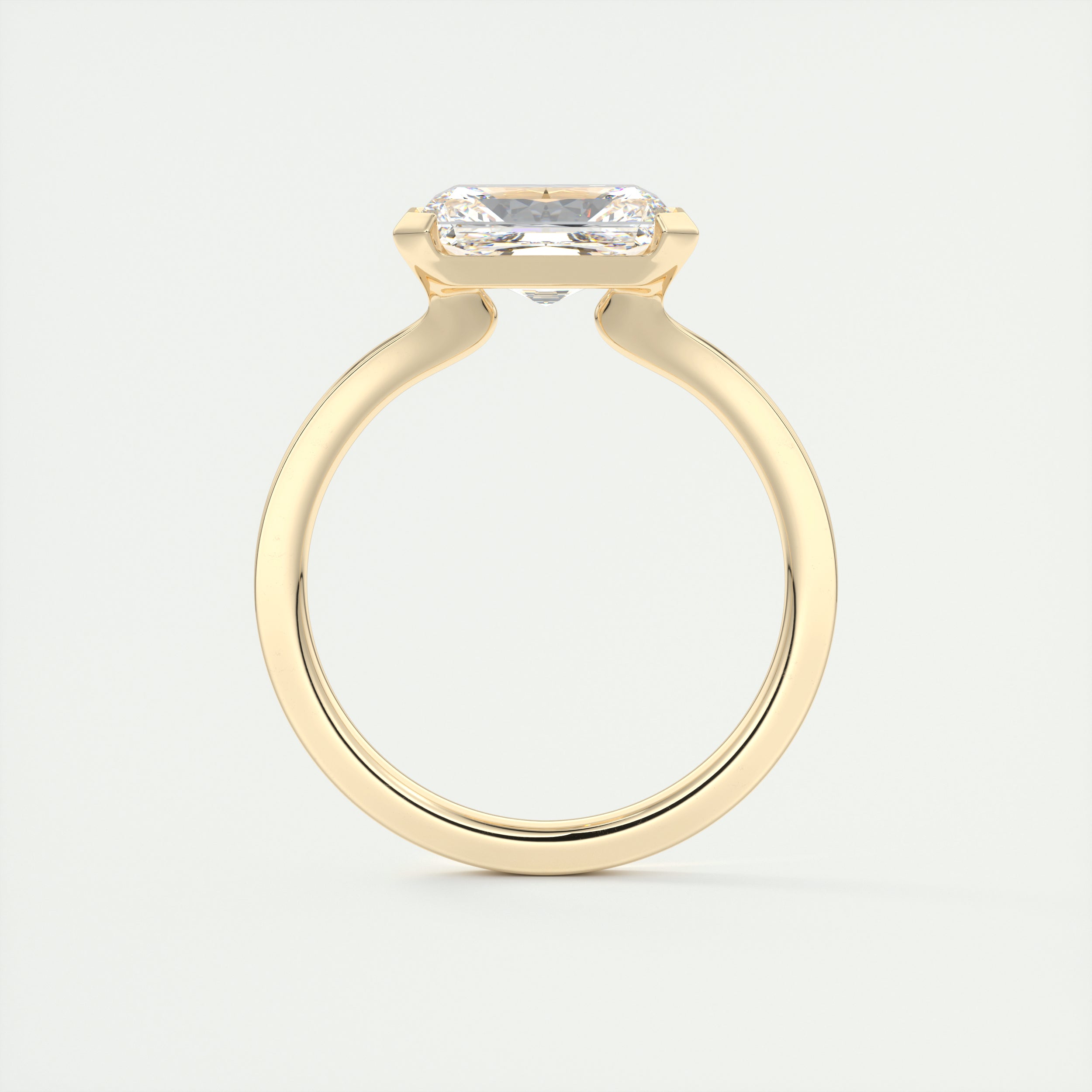 2CT East West Radiant Cut Moissanite Half Bezel Solitaire Engagement Ring