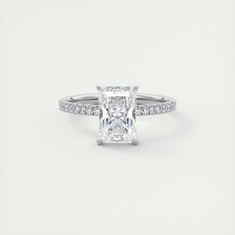 2CT Radiant Moissanite Solitaire Pave Setting Engagement Ring