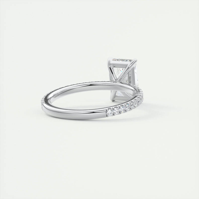 2CT Radiant Moissanite Solitaire Pave Setting Engagement Ring