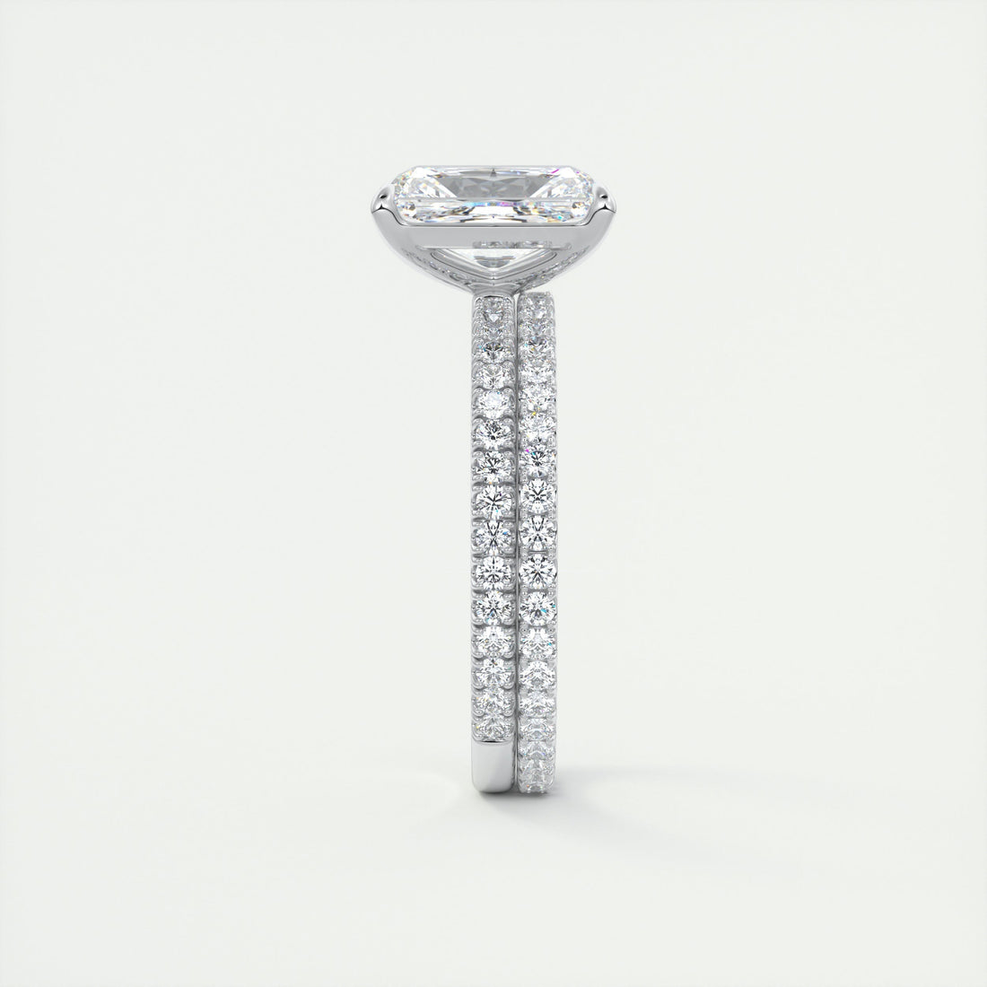 2CT Radiant Moissanite Solitaire Pave Setting Engagement Ring