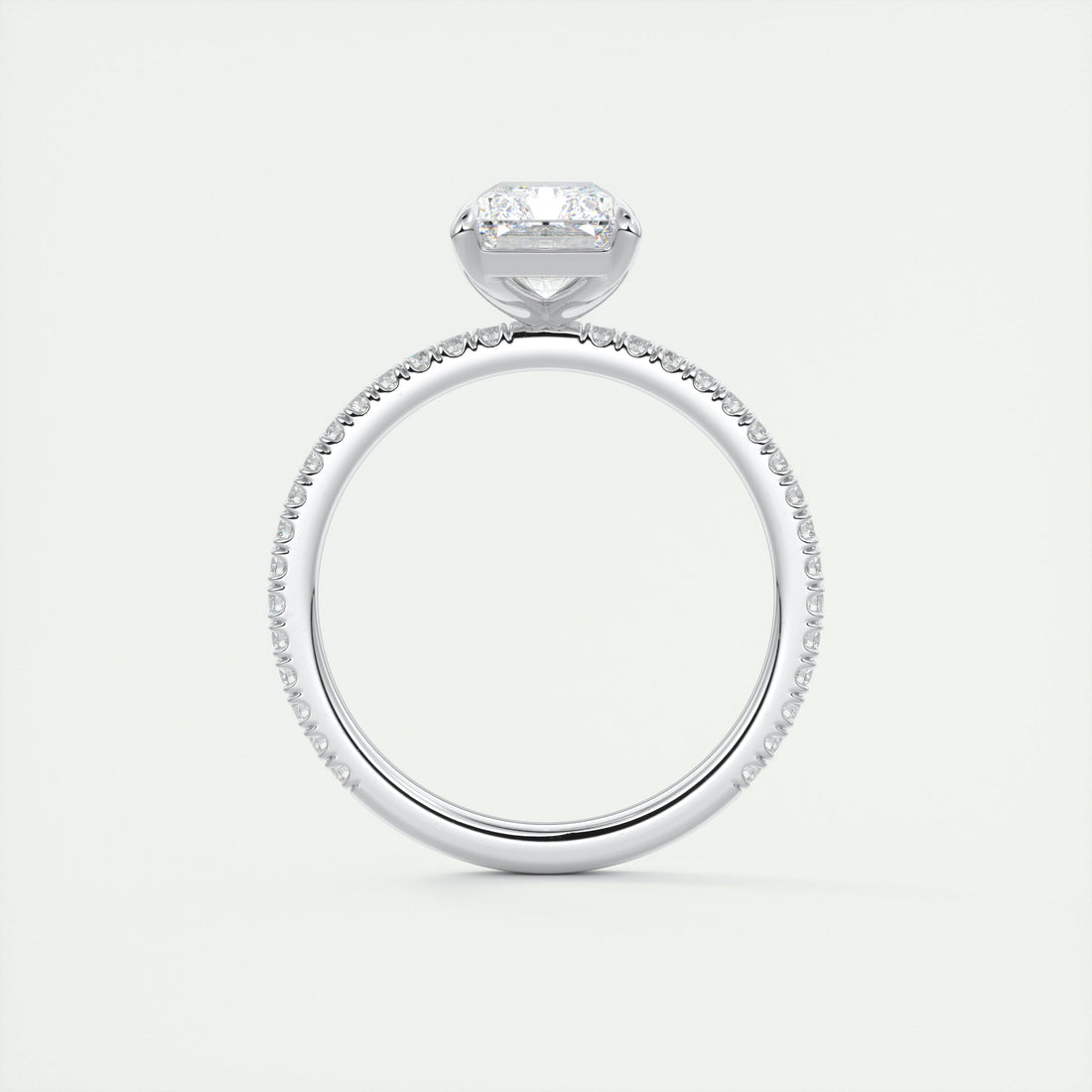 2CT Radiant Moissanite Solitaire Pave Setting Engagement Ring
