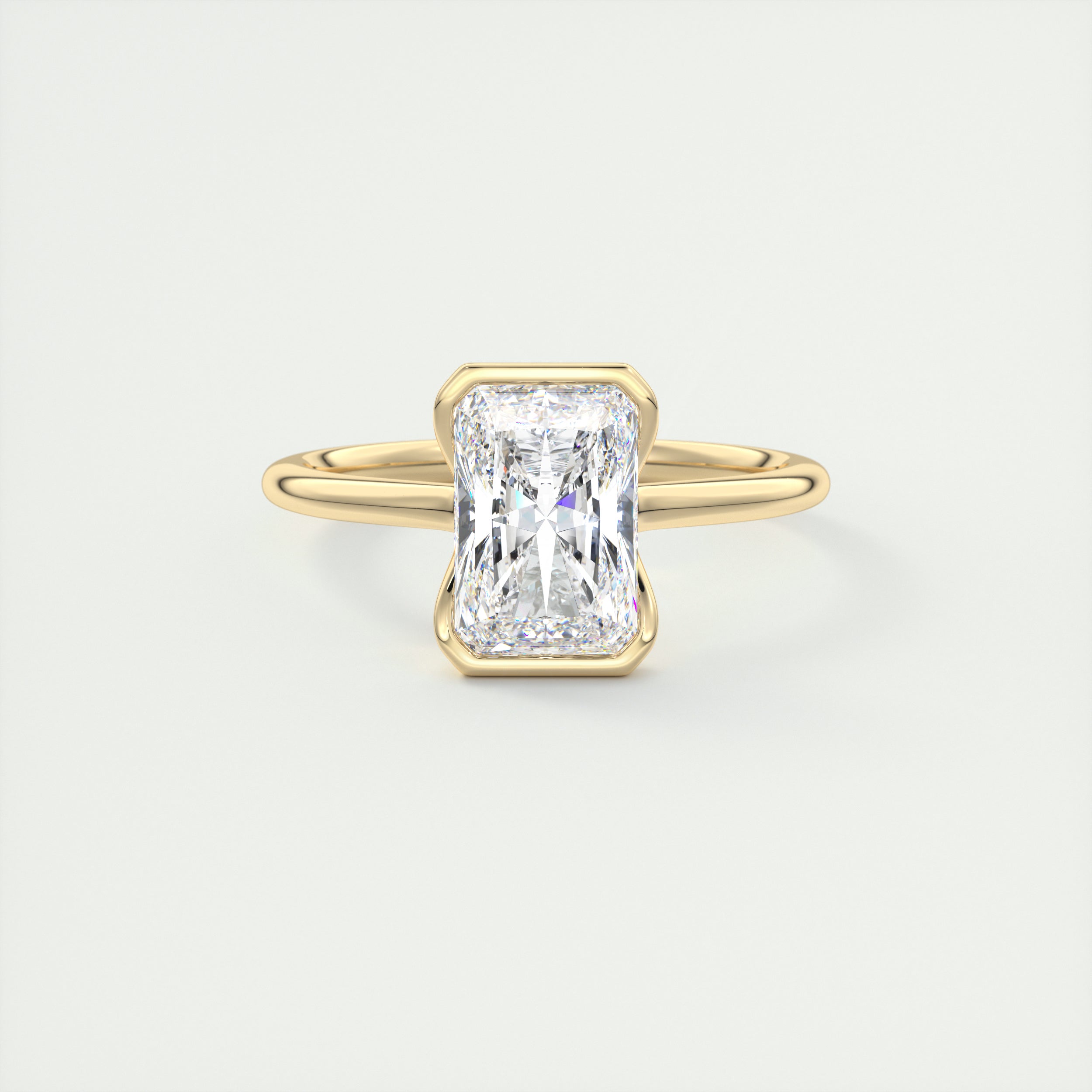 2CT Radiant Cut Moissanite Half Bezel Solitaire Engagement Ring