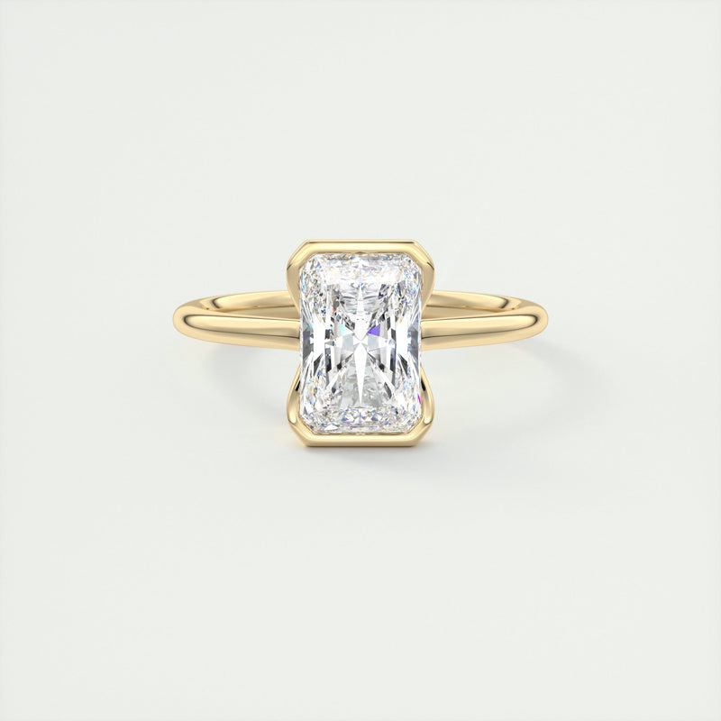 2CT Radiant Cut Moissanite Half Bezel Solitaire Engagement Ring