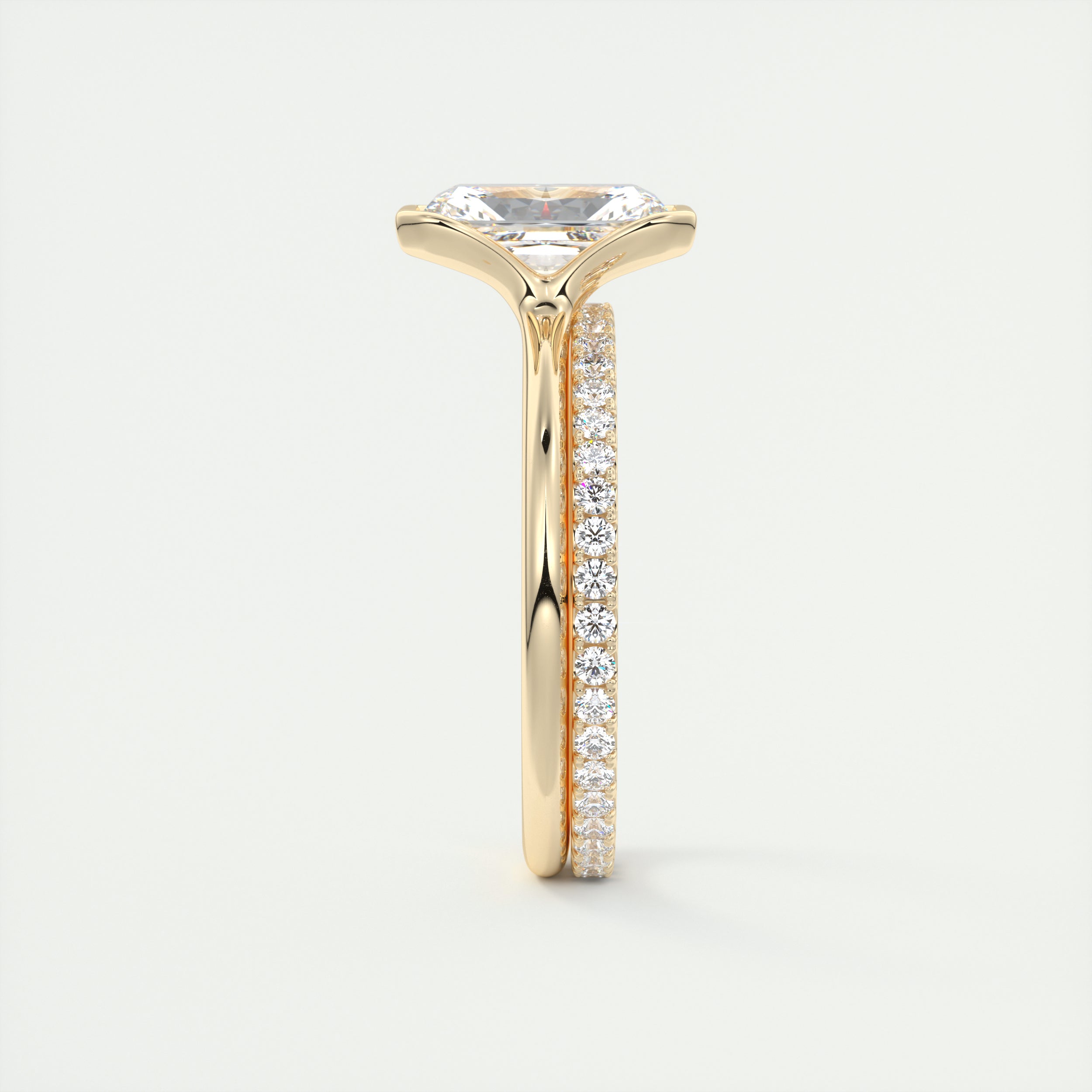 2CT Radiant Cut Moissanite Half Bezel Solitaire Engagement Ring