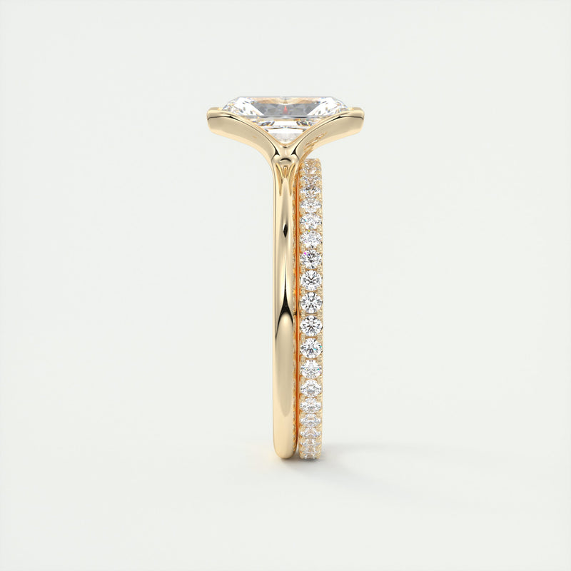 2CT Radiant Cut Moissanite Half Bezel Solitaire Engagement Ring