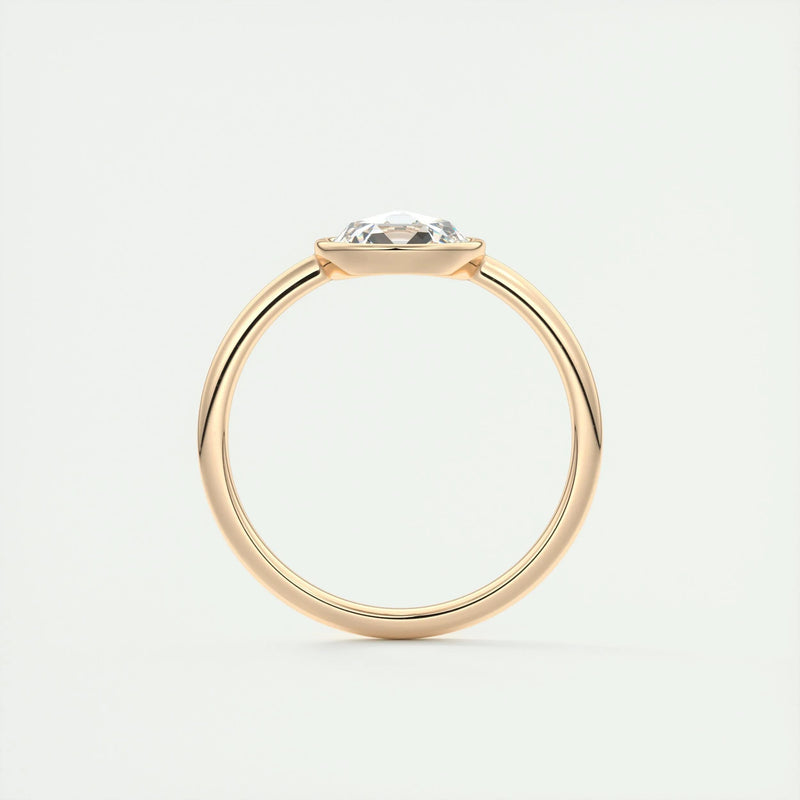 1.8 Ct Rose Cut Round Solitaire Full Bezel Moissanite Diamond  Engagement Ring