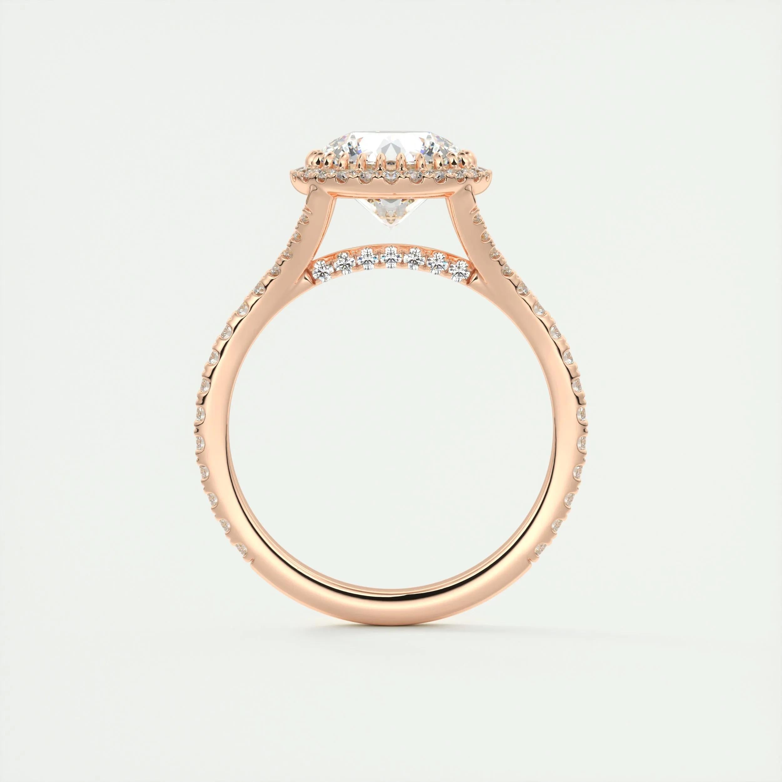 3.05 Ct Round Halo Cathedral Moissanite Diamond Engagement Ring