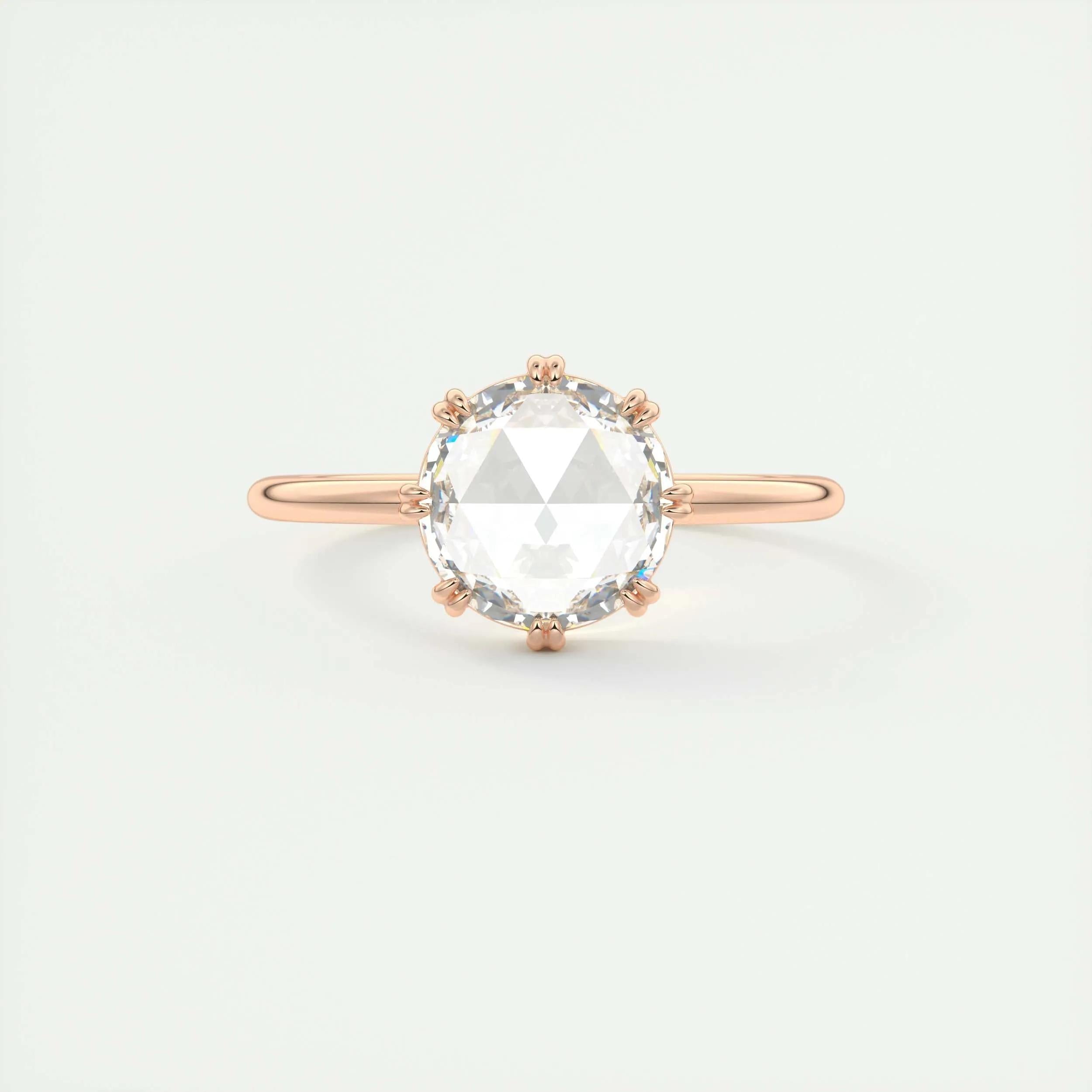 1.85 Ct Rose Cut Solitaire Full Bezel Moissanite Diamond  Engagement Ring