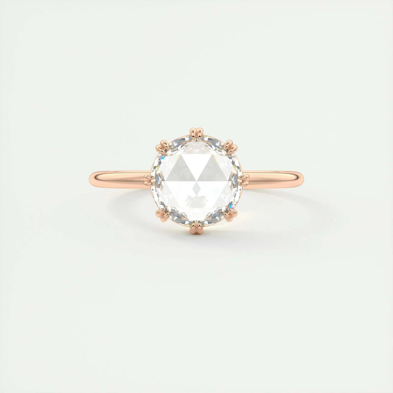 1.85 Ct Rose Cut Solitaire Full Bezel Moissanite Diamond  Engagement Ring