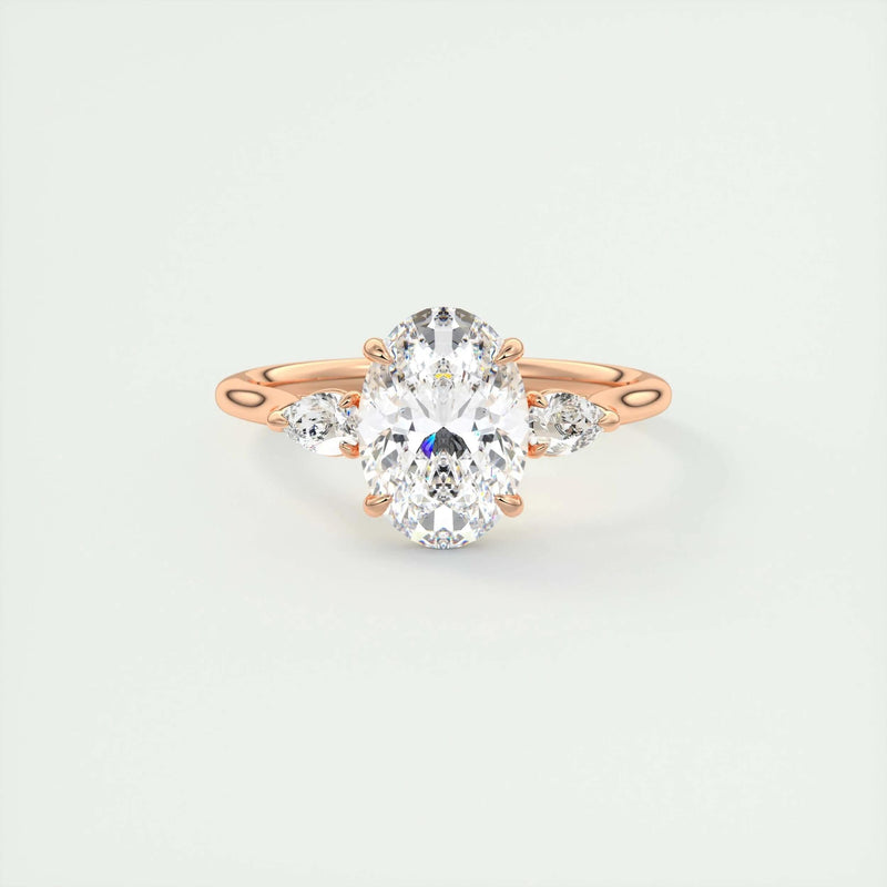 2.2 Ct Oval Three Stone Moissanite Diamond Engagement Ring