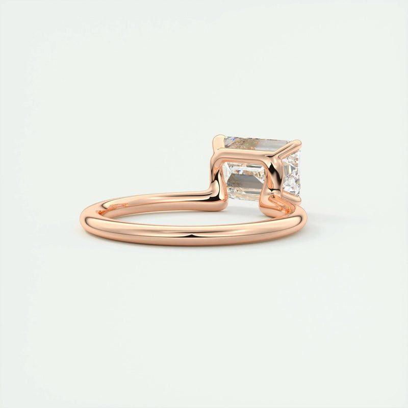 2.0 Ct Emerald East West Cantilever Solitaire Moissanite Engagement Ring