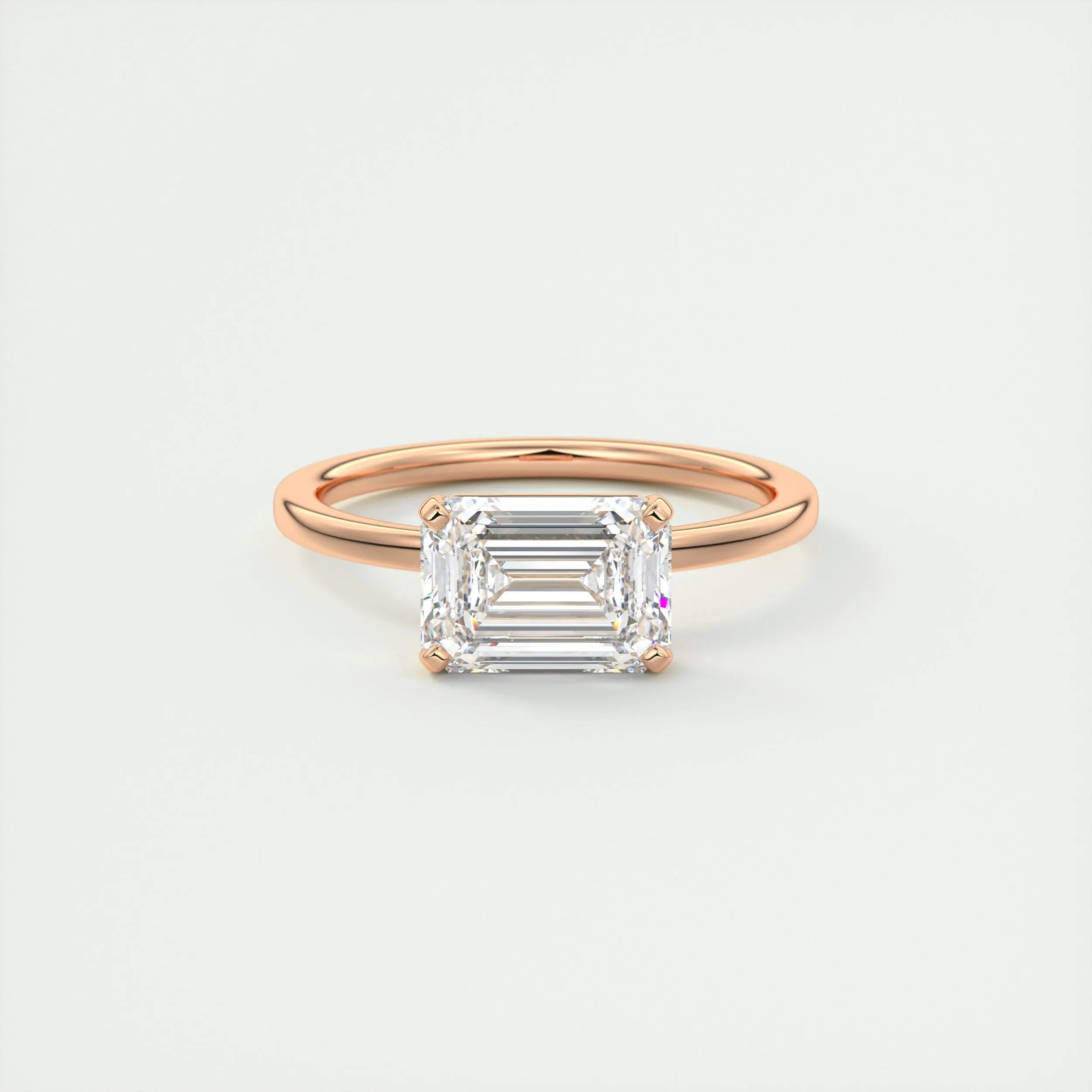 2.0 Ct  Emerald Cut Moissanite Solitaire Diamond Engagement Ring