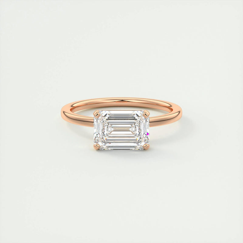 2.0 Ct  Emerald Cut Moissanite Solitaire Diamond Engagement Ring