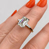 3.15 Ct Emerald Three Stone Moissanite Diamond Engagement Ring