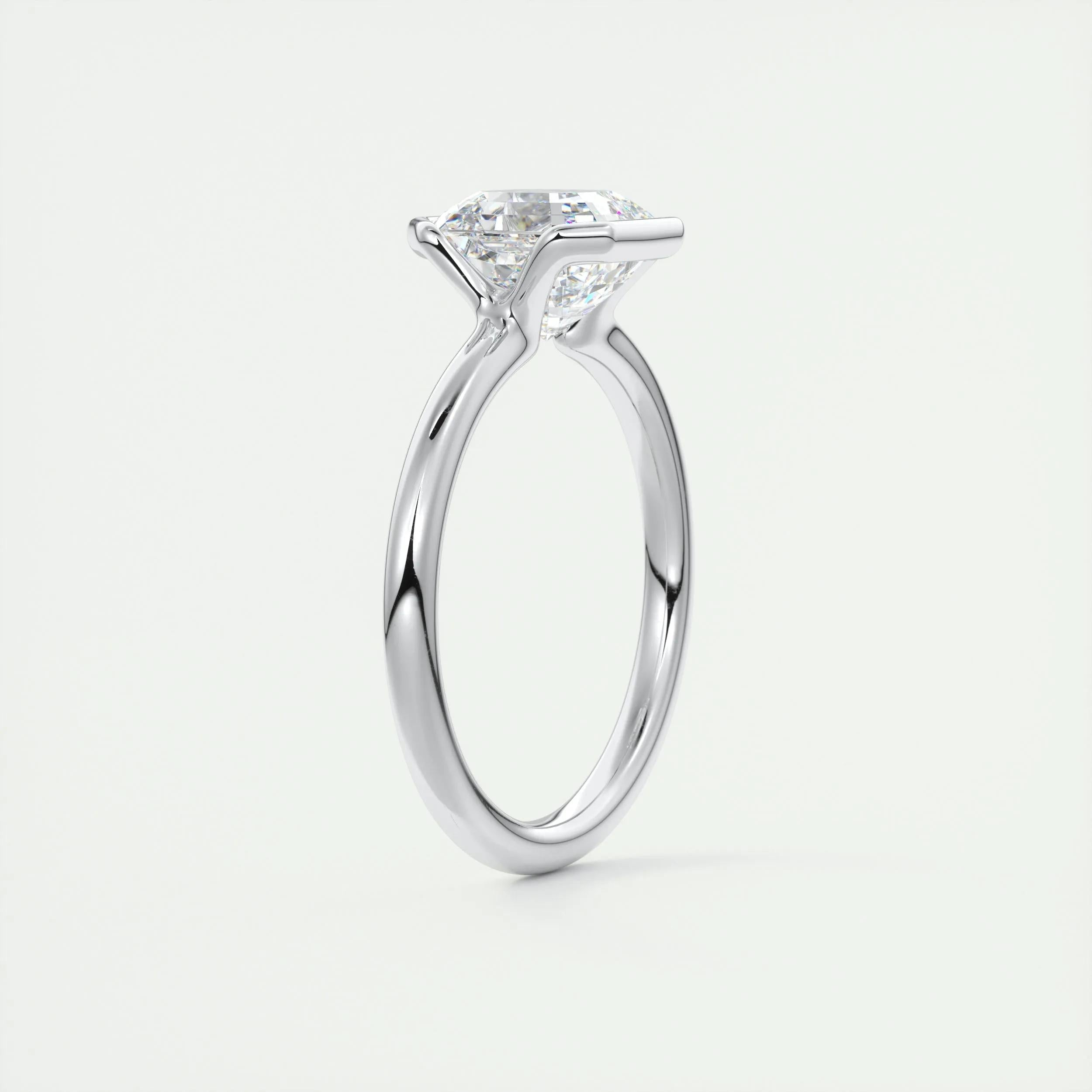 2.0 Ct Asscher Half Bezel Solitaire Moissanite Diamond Engagement Ring
