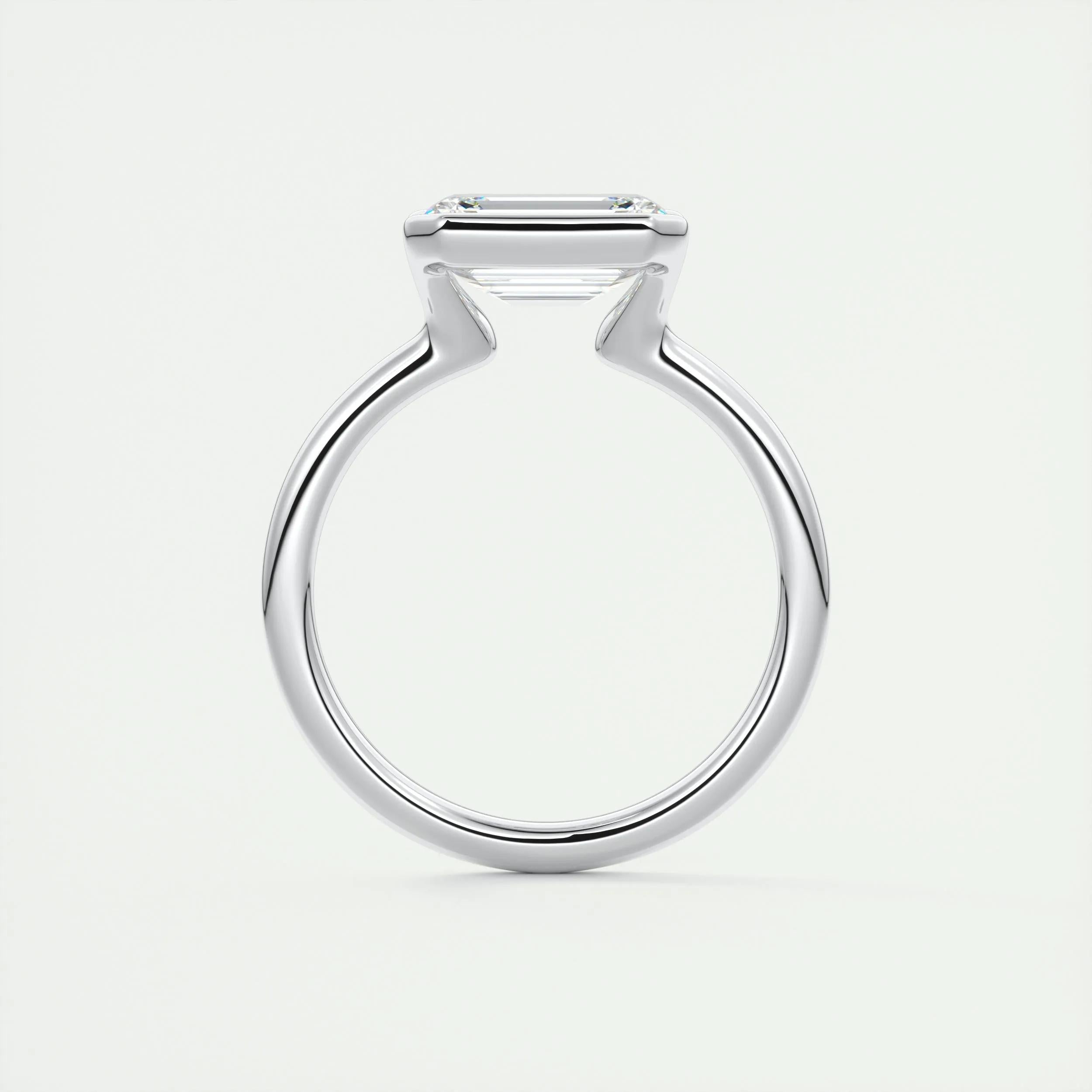 2.0 Ct Emerald East West Half Bezel Solitaire Moissanite Engagement Ring