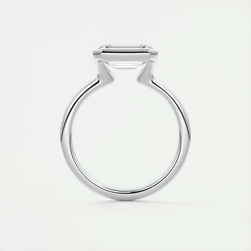 2.0 Ct Emerald East West Half Bezel Solitaire Moissanite Engagement Ring