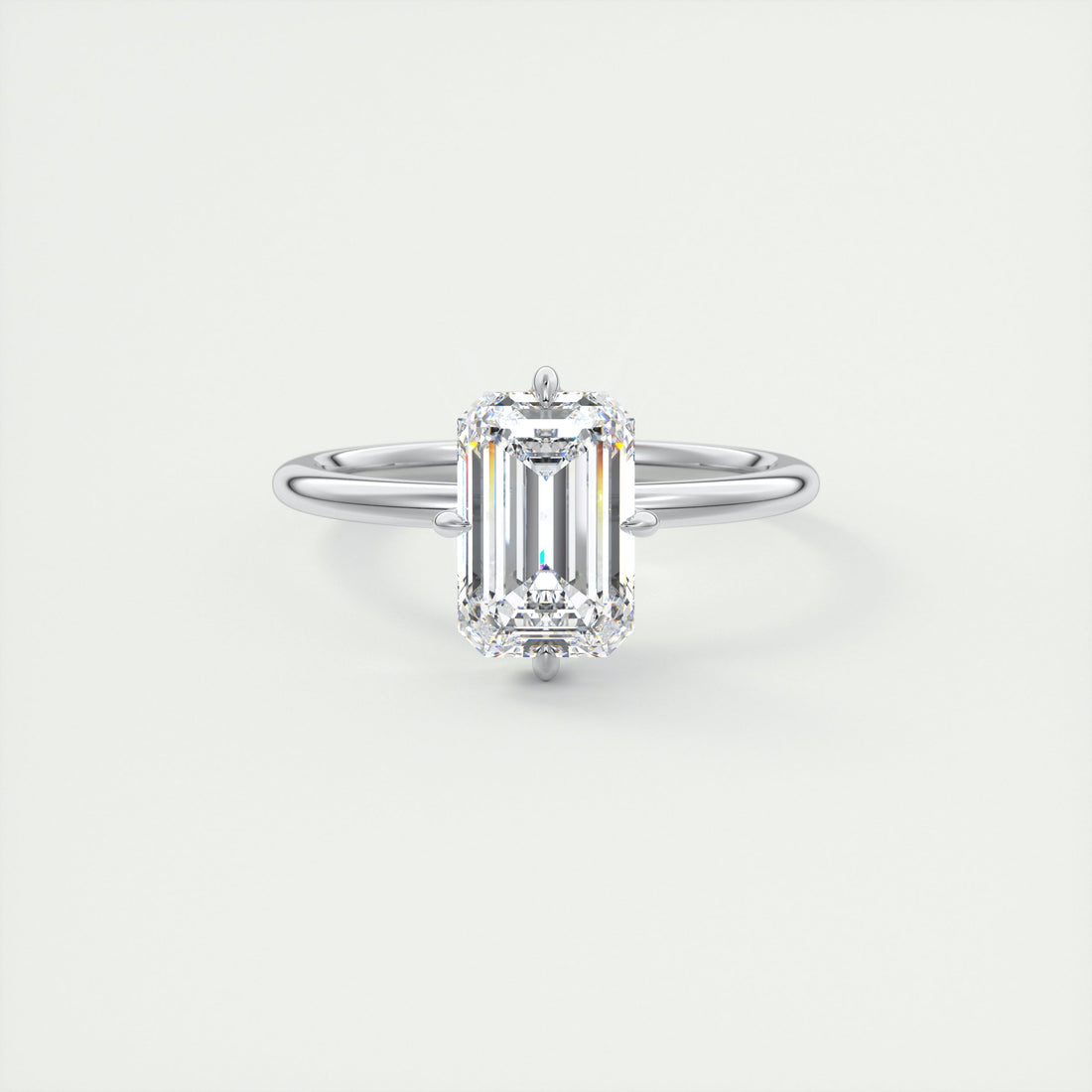 2CT Emerald Cut Moissanite Solitaire Engagement Ring