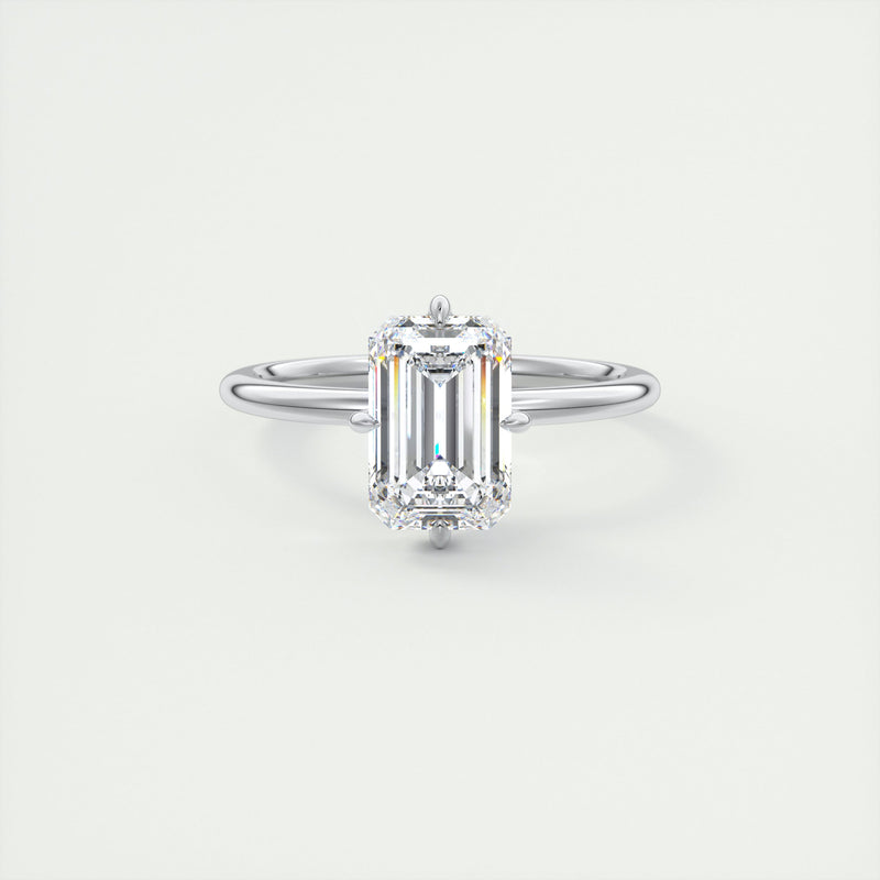 2CT Emerald Cut Moissanite Solitaire Engagement Ring