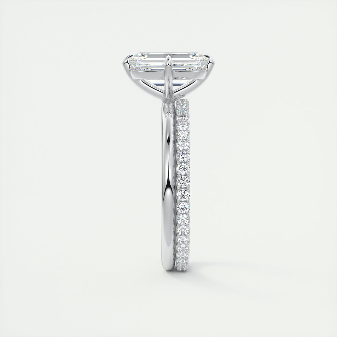 2CT Emerald Cut Moissanite Solitaire Engagement Ring