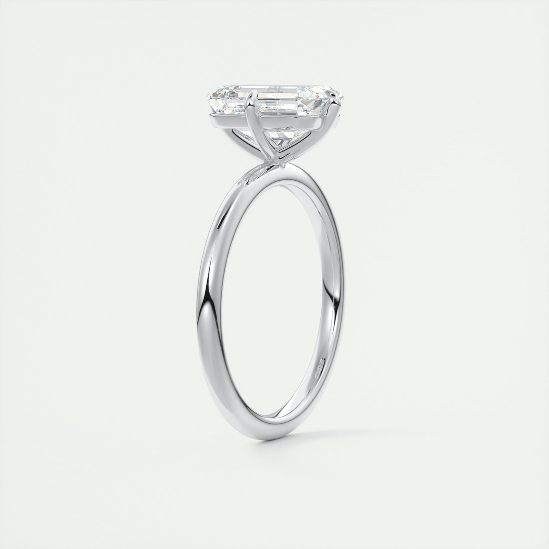 2CT Emerald Cut Moissanite Solitaire Engagement Ring