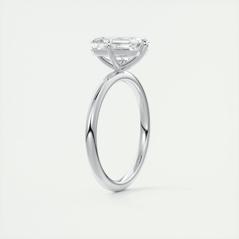 2CT Emerald Cut Moissanite Solitaire Engagement Ring