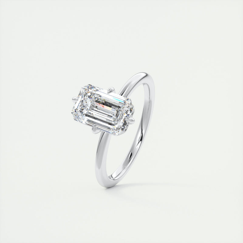 2CT Emerald Cut Moissanite Solitaire Engagement Ring