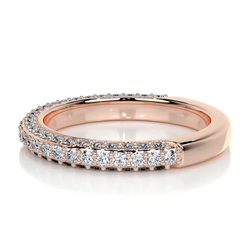 Triple Pave Round Moissanite Half Eternity Wedding Band