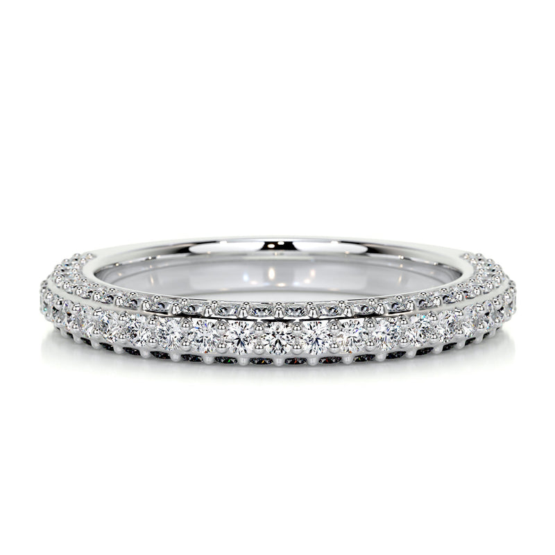 Triple Pave Round Moissanite Half Eternity Wedding Band