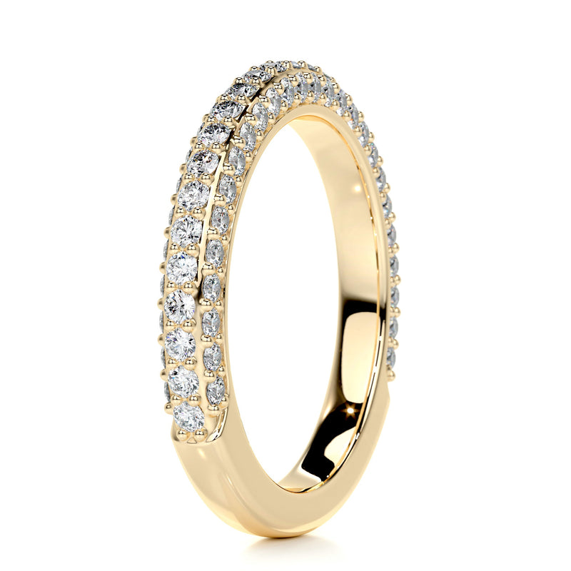 Triple Pave Round Moissanite Half Eternity Wedding Band