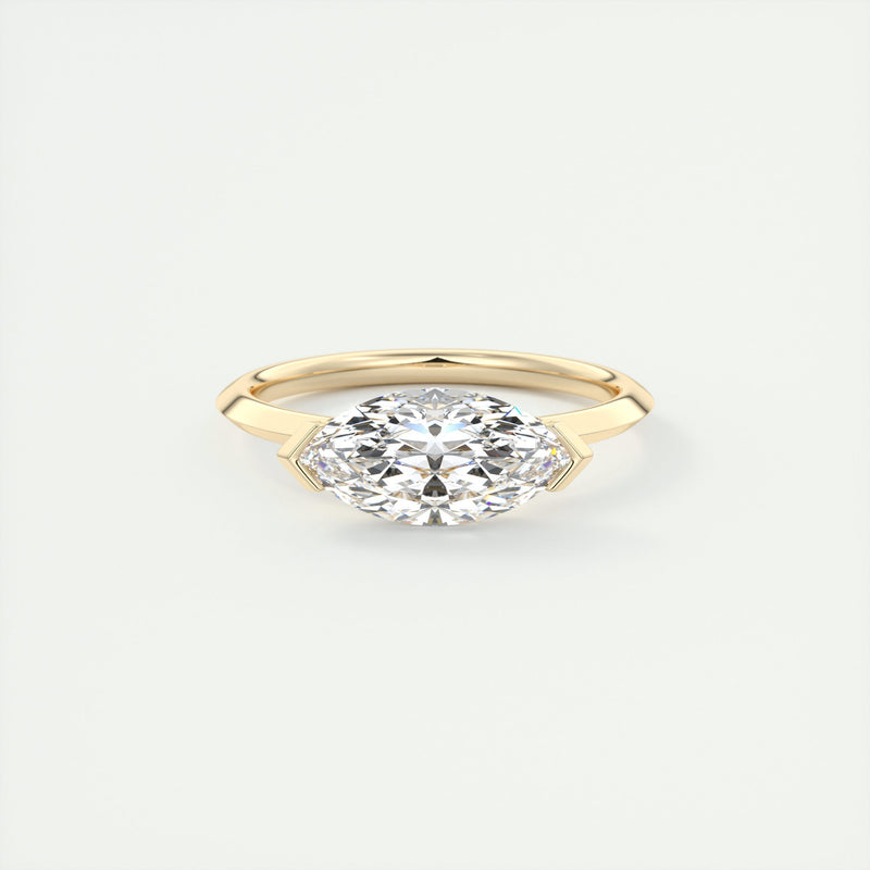 2CT Marquise Cut Moissanite Half Bezel Solitaire Engagement Ring