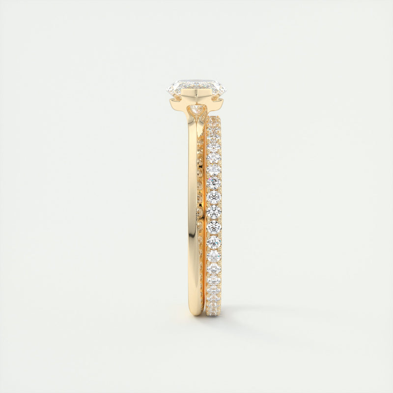 2CT Marquise Cut Moissanite Half Bezel Solitaire Engagement Ring