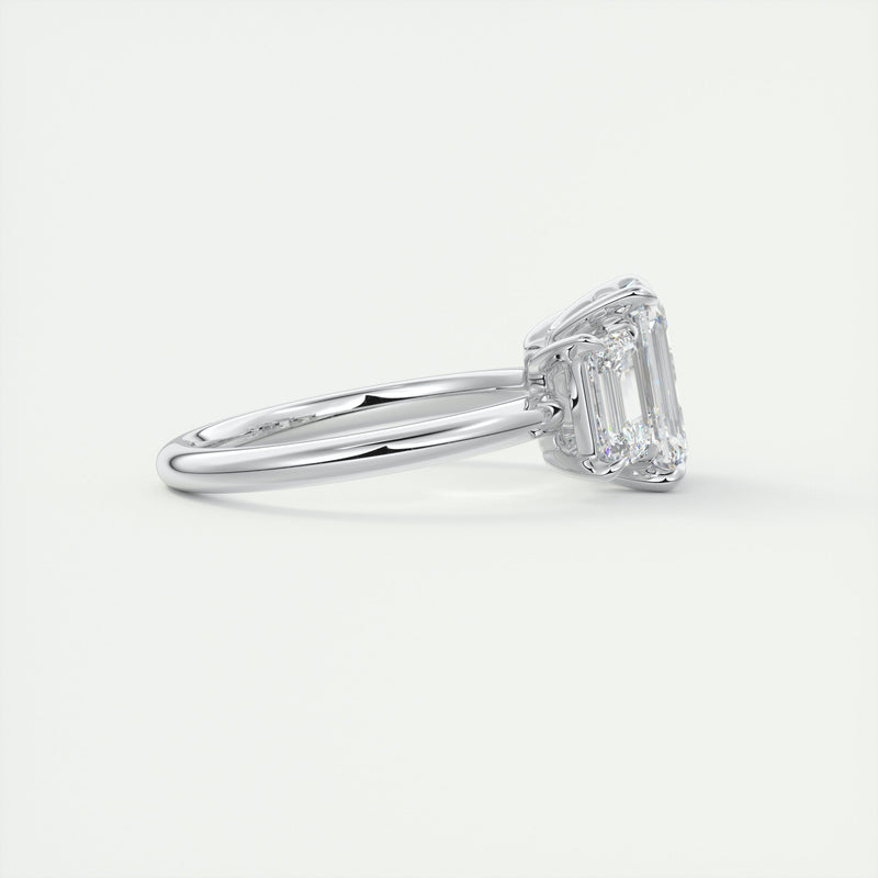2CT Emerald Cut Moissanite 3 Stones Engagement Ring