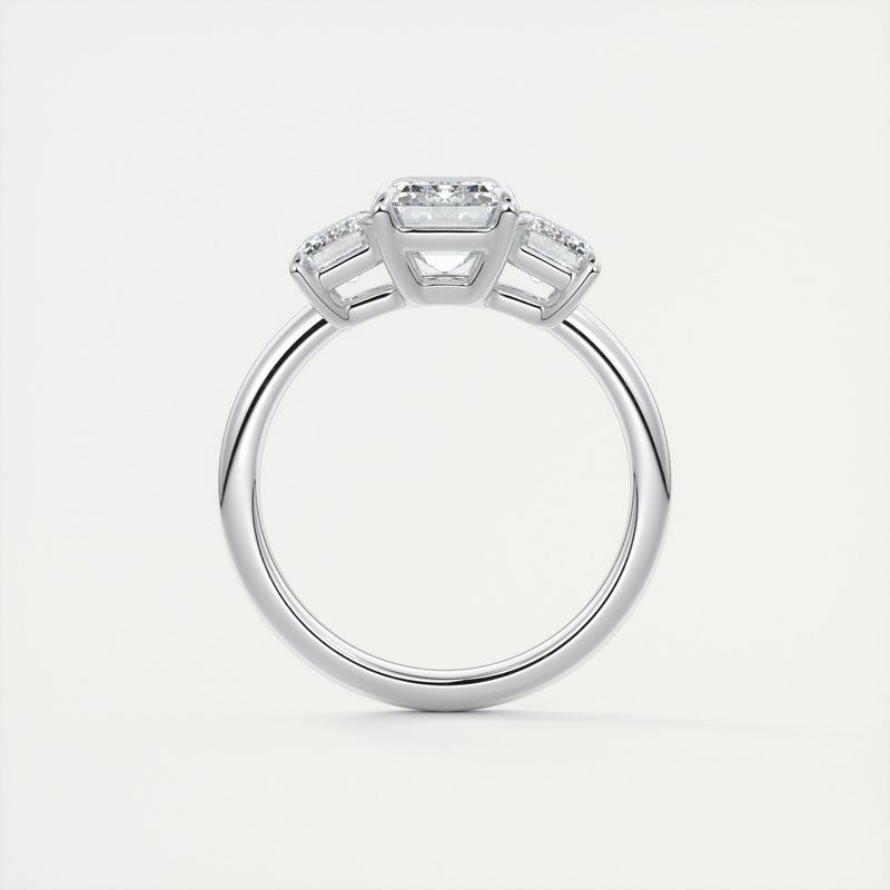 2CT Emerald Cut Moissanite 3 Stones Engagement Ring