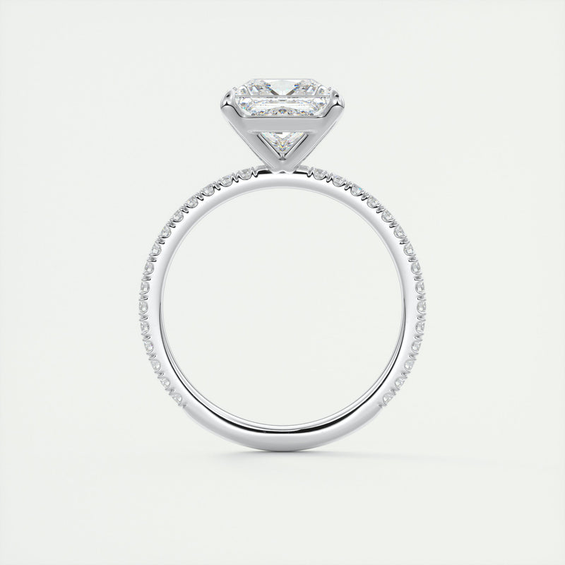 2CT Princess Moissanite Solitaire Pave Setting Engagement Ring