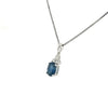 Blue Oval Sapphire Diamond Necklace for Women