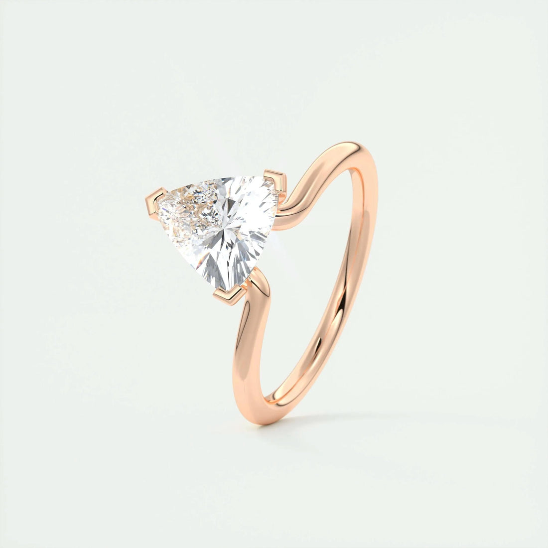 2.1 Ct Trillion Cantilever Solitaire Moissanite Engagement Ring