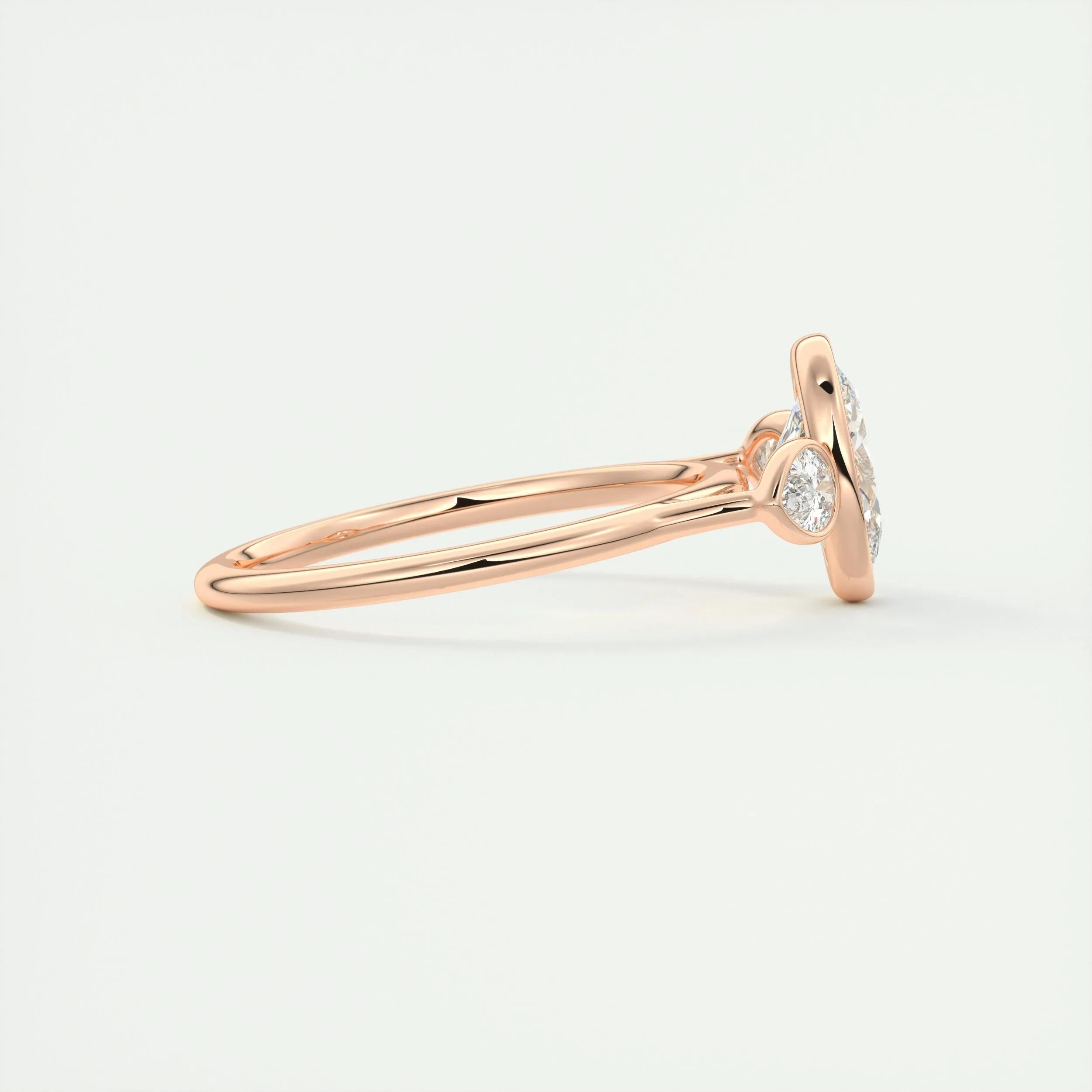 2.5 Ct Oval Pear Three Stone Bezel Moissanite Diamond Engagement Ring