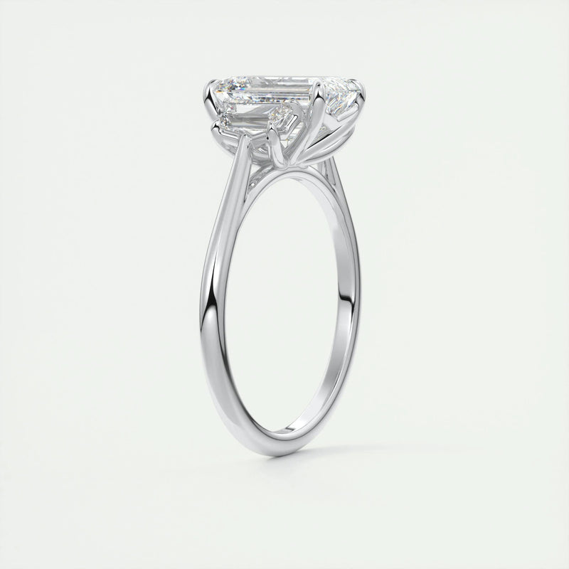2.0 Ct Emerald Three Stone Moissanite Diamond Engagement Ring