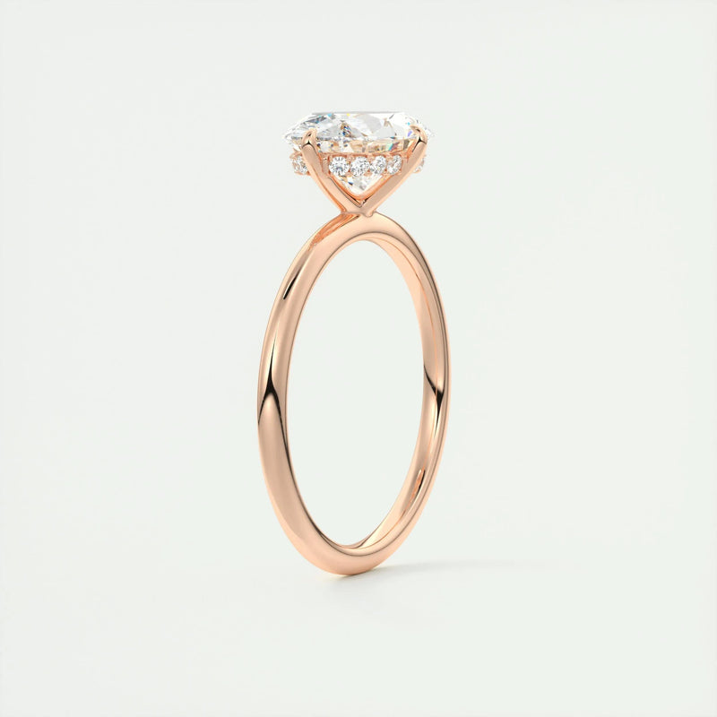 2.5 Ct Oval solitaire with Hidden Halo Moissanite Diamond Engagement Ring